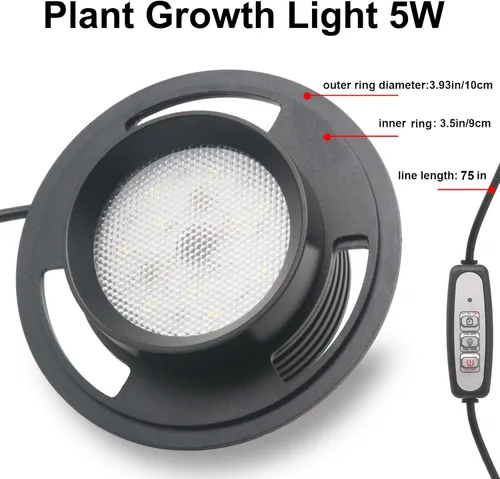Vista 3 de AREPK Terrario de plantas de vidrio de escritorio con luz de cultivo (H:7.8" D:4"), para suculentas, musgo, paisajismo de jardinería en miniatura
