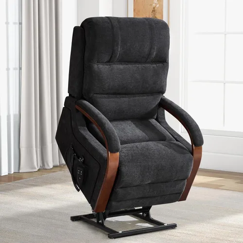 Vista 17 de Trustyue Silla Reclinable de Elevación Eléctrica de Doble Motor, Reclinable Completamente Plana, Silla Elevadora con Masaje y Calor, Asistencia