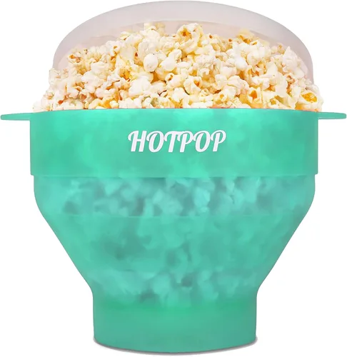 Vista 18 de El Hotpop Original - Palomitero para microondas, Popcorn, contenedor de silicona para hacer palomitas de maíz, cuenco plegable sin BPA y apto
