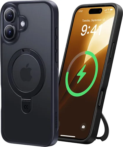 Vista 22 de CASEKOO- Funda para iPhone 14 Pro Max, c/soporte magnético invisible [protecc. militar contra caídas] [compatible c/MagSafe], a prueba de impactos