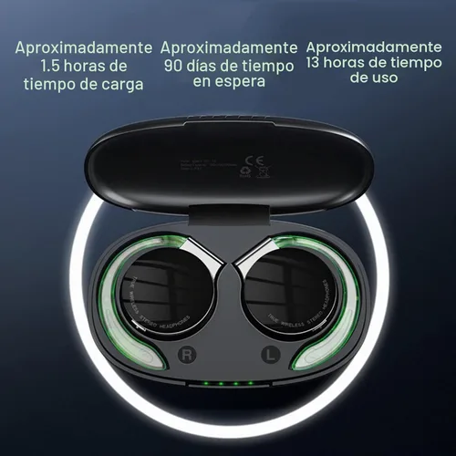 Vista 4 de Jectse Auriculares con clip, Bluetooth 5.2 con estuche de carga, modo brillante, llamadas binaurales HD, color negro