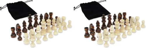 Vista 5 de DA VINCI Staunton - Piezas de ajedrez de madera, 32 piezas de ajedrez y bolsa de almacenamiento (tamaño King de 2.5 pulgadas)