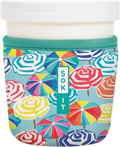 Vista 22 de Sok It IceCreamSok - Funda de neopreno aislada (flores abstractas, pintas de helado cónicas)