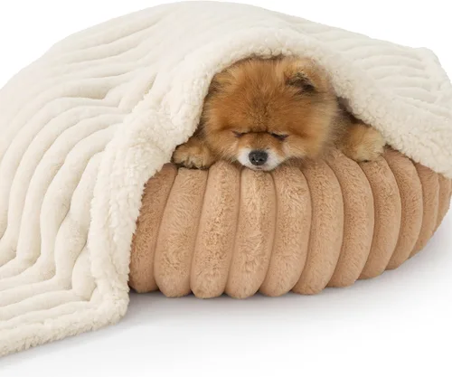 Vista 9 de Bedsure ComfyFleece® - Mantas impermeables para perros pequeños Crema