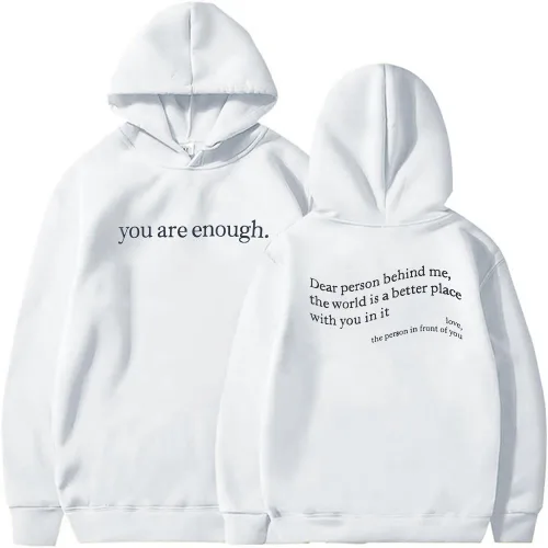 Vista 2 de UNIQUEONE Sudadera con capucha You Are Enough para mujer, sudadera con capucha "Dear Person Behind Me", sudadera de gran tamaño con capucha Love