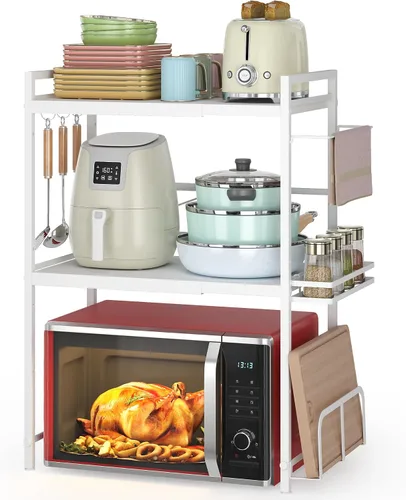 Vista 11 de DOLALIKE Estante para horno de microondas, soporte expandible para microondas, organizador de encimera de cocina, almacenamiento de utensilios