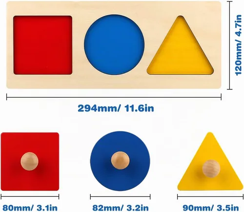 Vista 7 de Rompecabezas Montessori de Múltiples Formas, Primeras Formas, Rompecabezas de Madera con Perilla Jumbo, Rompecabezas de Formas Geométricas