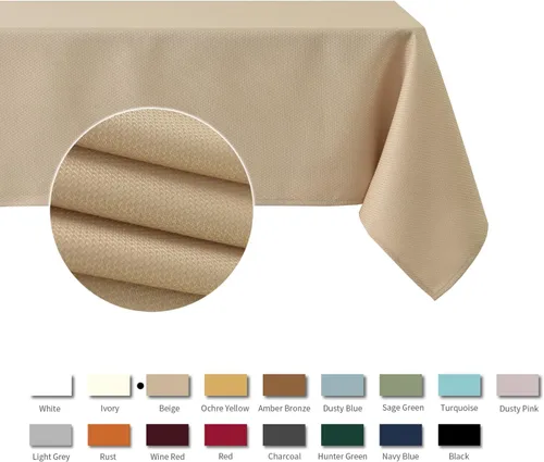Vista 2 de maxmill Mantel cuadrado de jacquard resistente a las manchas, impermeable, resistente a las arrugas, lavable, suave, mantel decorativo de tela