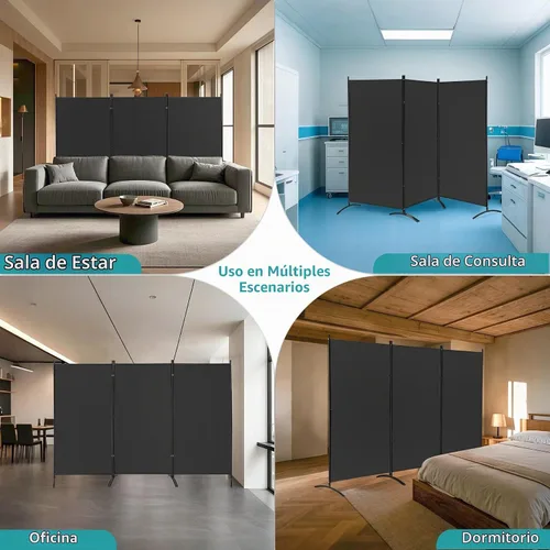 Vista 2 de ZENY Divisor de habitación, 3 paneles plegables de privacidad, panel divisor de habitación independiente para el hogar, oficina, habitación, 101