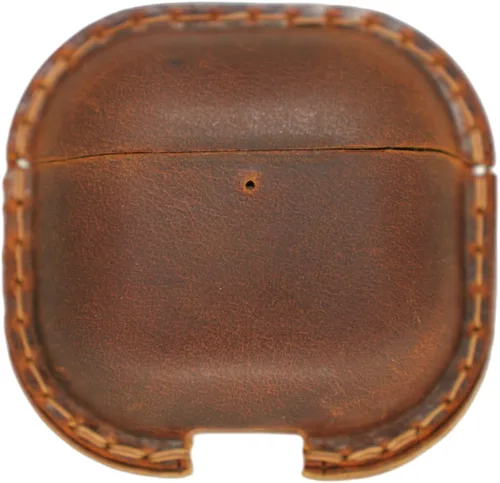 Vista 9 de JJNUSA Funda de cuero vintage genuino envejecido para Airpods Pro 3 3ª generación (2025) Funda protectora con carga inalámbrica compatible con Marrón