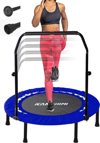 Vista 12 de Kanchimi - Mini trampolín plegable de 40"/48" para fitness, cama elástica para ejercicio en interiores con mango, carga máxima de 330 libras