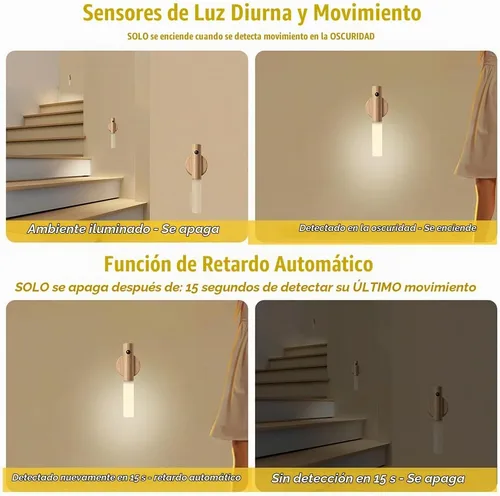 Vista 6 de Luces nocturnas con sensor de movimiento de madera LANDGOO