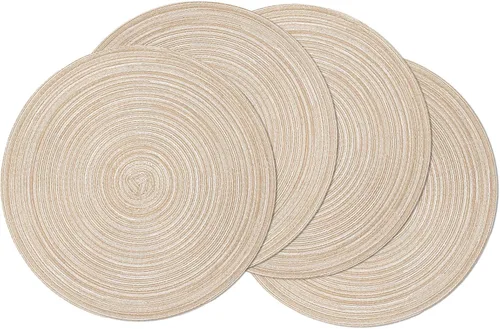 Vista 57 de SHACOS Juego de 4 manteles individuales redondos lavables de 15 pulgadas, de algodón, poliéster, trenzados, para mesa de comedor, boda, decoración