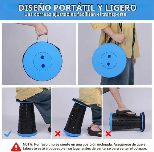 Vista 5 de Taburete plegable mejorado, silla plegable con bloqueo de interruptor, taburete de camping plegable plegable con capacidad de carga de 400 libras