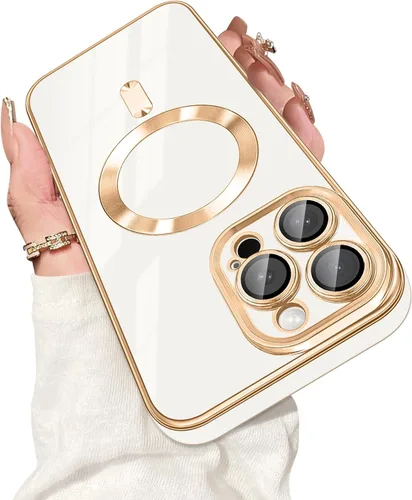 Vista 9 de Dinick Funda diseñada para iPhone 13 con magnética [cubierta de cámara integrada] compatible con MagSafe suave TPU con purpurina, antiarañazos