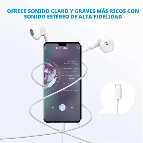 Vista 6 de Auriculares USB C para iPhone 17/16/15 Pro Max Plus Auriculares Tipo C con Micrófono y Control Remoto Cancelación de Ruido para iPhone 17/16/15 Pro