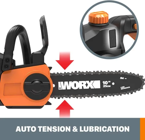 Vista 4 de Worx Motosierra inalámbrica de 20V 10" Power Share con tensión automática (solo herramienta) - WG322.9