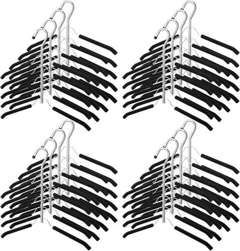 Vista 11 de Ripeng Percha para ropa que ahorra espacio, 8 paquetes 5 en 1, multicapa antideslizante, de metal resistente, de acero inoxidable, para suéteres