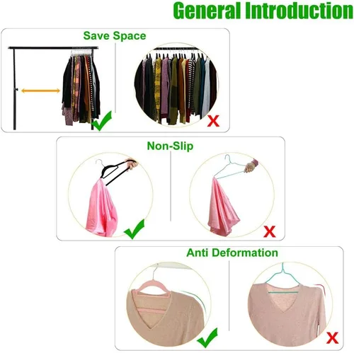 Vista 3 de Paquete de 50 + 10 perchas de terciopelo antideslizantes para ropa para trajes, perchas para ahorrar espacio de 15 a 20 libras, perchas resistentes