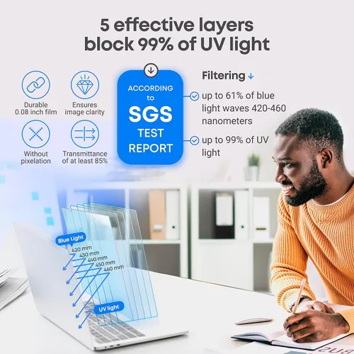 Vista 8 de VINTEZ Panel protector de pantalla de bloqueo de luz azul de 14 pulgadas para monitor de computadora y portátil de pantalla ancha 16:9 – Película