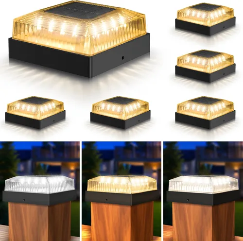 Vista 11 de Luces solares para postes de madera y vinilo de 4 x 4, paquete de 2 Negro mate