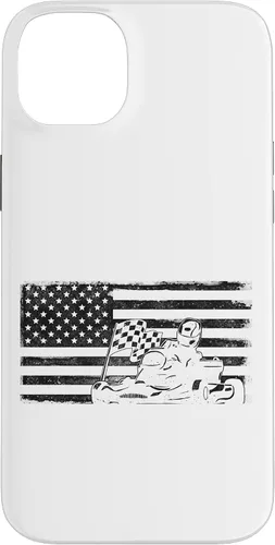 Vista 15 de iPhone 16 Go Kart Racing American Flag Vintage Case