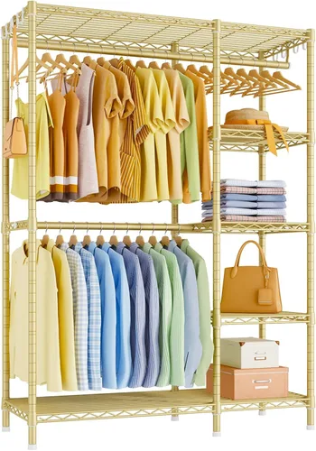 Vista 9 de Ulif F2 - Perchero de ropa de 5 niveles, perchero resistente para dormitorio, organizador de almacenamiento de clóset ajustable independiente, 46.1
