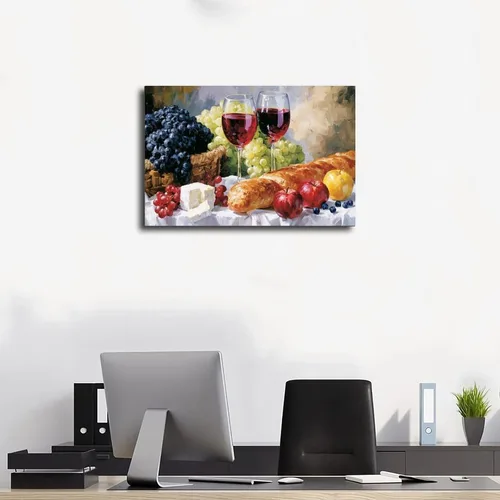 Vista 3 de JDBeehpy Wine Glasses Grapes Bread Cheese Wall Prints Unframed 12x18inch Wine Feast-Unframed