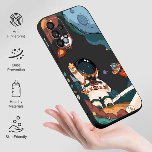 Vista 3 de LEECG Funda protectora de silicona suave para Samsung Galaxy A53 5G, diseño creativo lateral para Samsung A53 5G, negro astronauta