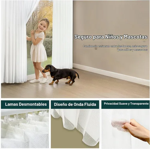 Vista 5 de CHICOLOGY Elegantes Persianas Verticales Transparentes Blancas para el Hogar, Ventanas Interiores Grandes, Puerta Corrediza, Patio (78" An x 84" Al)