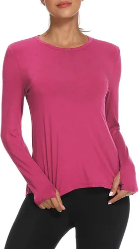 Vista 2 de Mippo Long Sleeve Workout Shirts for Women Yoga Tops Open Back Running Shirts Athletic Clothes
