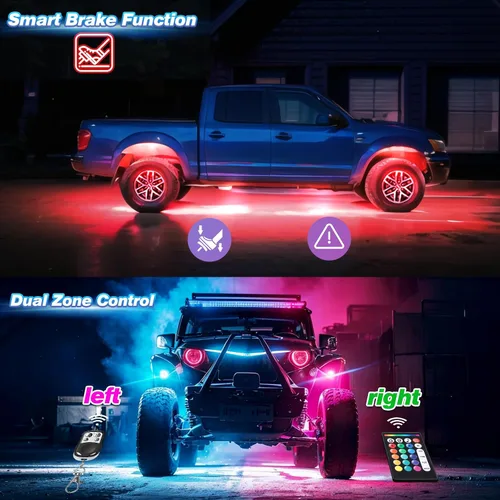 Vista 5 de 6 cápsulas de luces LED de aleación para UTV, ATV, carrito de golf, camioneta RZR todoterreno, kit de neón RGB multicolor impermeable actualizado