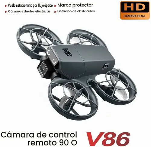 Vista 4 de Mini dron RC con cámaras, protector de hélice, FPV y altitud para niños de Gris-blanco