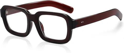 Vista 10 de Lentes cuadrados retro para mujeres y hombres, anteojos gruesos rectangulares de luz azul, anteojos gruesos estilo de los años 90