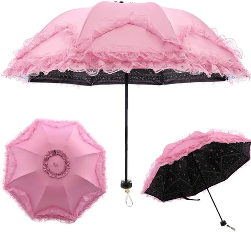 Vista 3 de Honeystore Princess Sombrilla de encaje plegable Sunny y decoración de lluvia paraguas