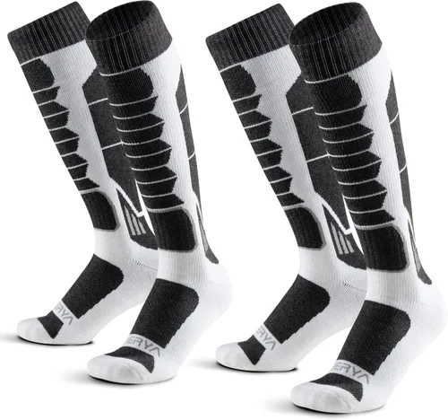 Vista 12 de Calcetines de lana de merino para esquí para hombres, mujeres y jóvenes - Calcetines térmicos de snowboard con amortiguación completa por encima