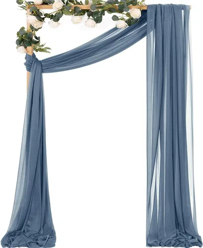 Vista 51 de MLMC 1 panel de tela para arco de boda azul bebé, 29 x 20 pies, cortinas de gasa extralargas transparentes de 6.6 yardas, paneles de cortinas