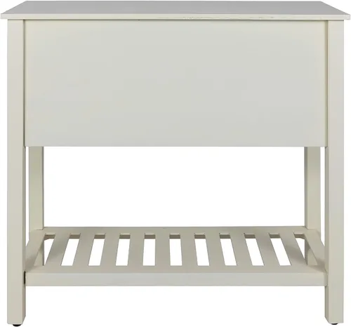 Vista 7 de Bailey Bead Board Mesa consola de madera con cuatro cajones con estante, acabado blanco antiguo