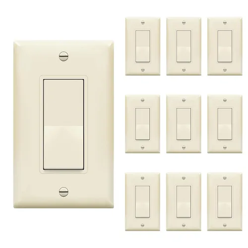 Vista 10 de ENERLITES - Interruptor de palanca decorativo de encendido/apagado con placas de pared, unipolar, 3 cables, tornillo de conexión a tierra, grado