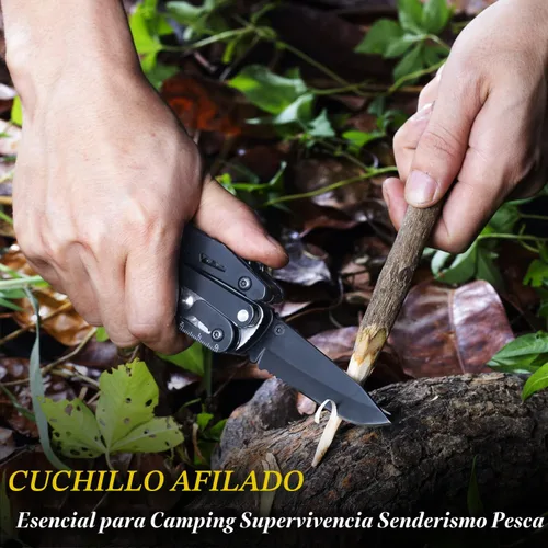 Vista 2 de RoverTac, navaja multiuso de bolsillo, cuchillo táctico para campamento y supervivencia, regalos para hombres, papá, esposo, multiherramienta de 18