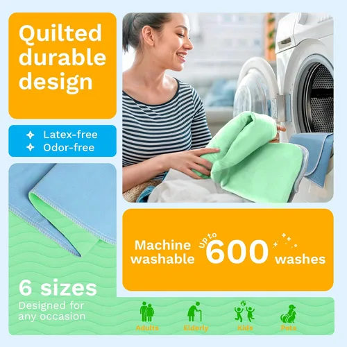 Vista 6 de GREEN LIFESTYLE Almohadillas lavables – Almohadillas reutilizables de gran absorción para incontinencia para niños, adultos, ancianos y mascotas