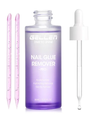 Vista 10 de Gellen 2 unidades de removedor de pegamento de uñas Pinpoint para prensas, removedor de pegamento suave sin acetona, removedor multifuncional