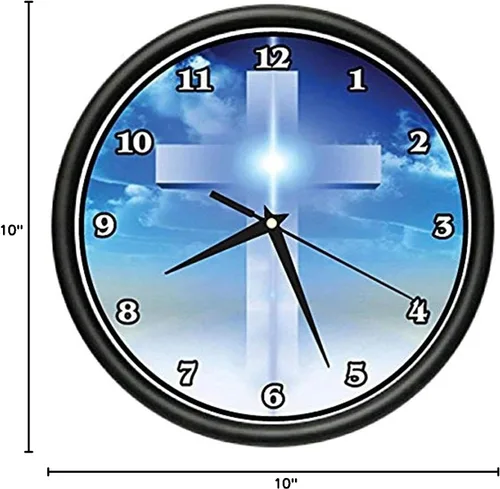 Vista 2 de Reloj de pared con cruz Jesús cristiano religioso regalo espiritual