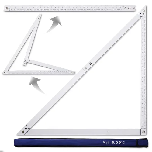 Vista 8 de FEIRONG Herramientas de Escuadra de Carpintero 3 en 1, Regla Triangular de 7 Pulgadas, Regla en Forma de L de 10 Pulgadas y Lápiz de Carpintero
