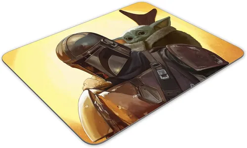 Vista 3 de Baby Yoda and Mandalorian - Alfombrilla rectangular de goma antideslizante para oficina