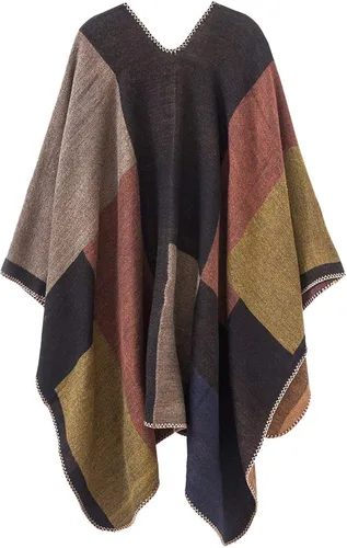 Vista 2 de Manta de invierno para mujer chal abierto al frente capa de poncho de gran