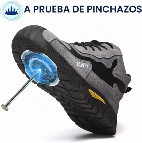 Vista 5 de AUVYI Botas de trabajo con punta de acero para hombres – Zapatos de seguridad cómodos y duraderos a prueba de chispas, botas de construcción