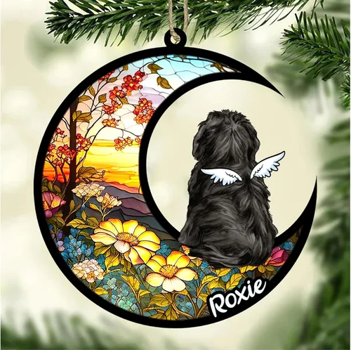 Vista 201 de LOVELYPOD Adorno de Navidad personalizado para perro Basset Hound (marrón) Basset Hound (marrón) adorno para atrapasoles de perro, razas de perros