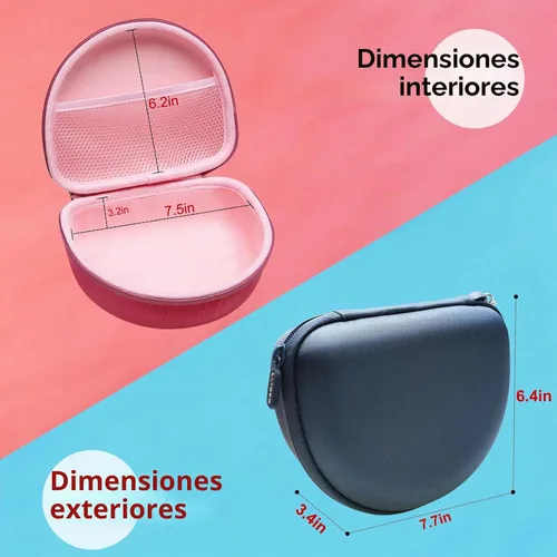 Vista 3 de Estuche para auriculares compatible con Beats Studio Pro/Solo 4 / Studio 3 / Solo 3 / Picun B8 / BERIBES/JLab JBuds Lux ANC Wireless Bluetooth