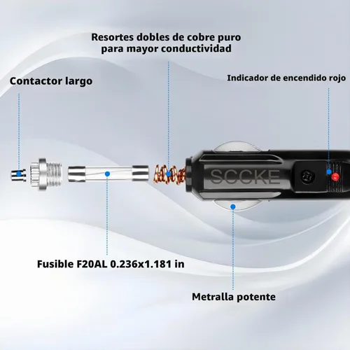 Vista 2 de Adaptador de Enchufe Macho de Servicio Pesado 14AWG 20A para Encendedor de Cigarrillos Cordón de Suministro de Energía con 6 pies / 1.9m Cable